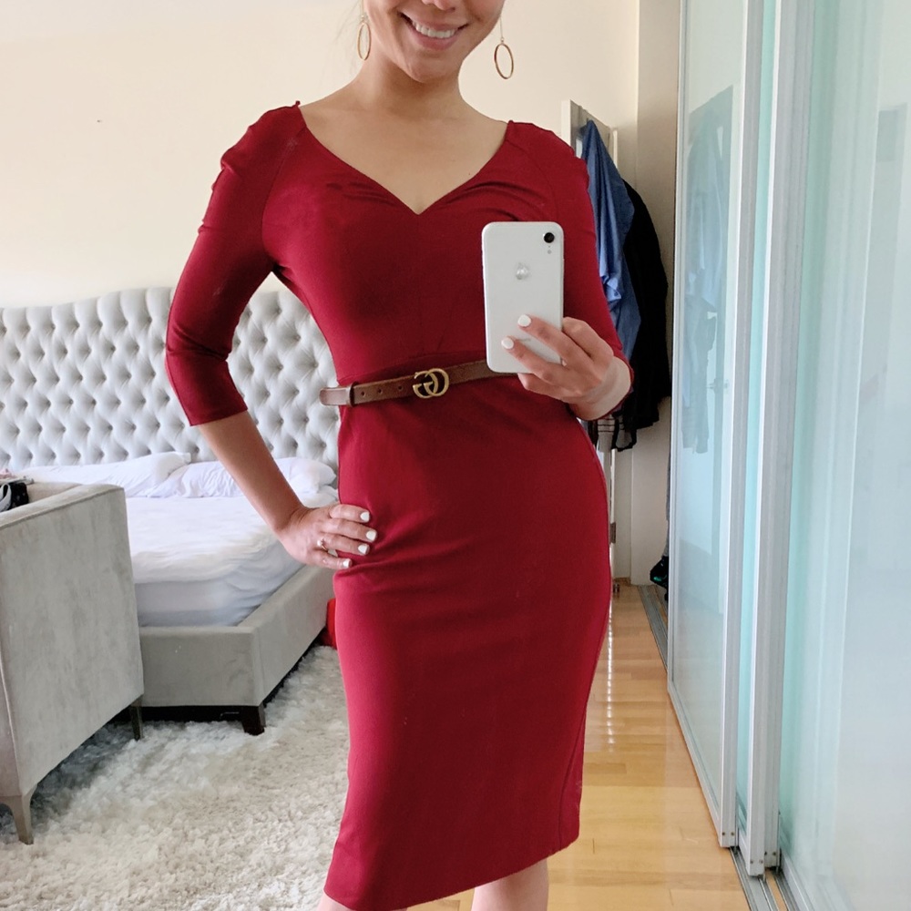 ZARA✨NWT burgundy sexy office work pencil dress
